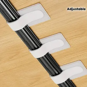 10 Counts Multifunctional Velcro Tie Straps, Reusable Cable Management Clips, Strong Self-Adhesive Fasteners for Office Desk Organization, Cable Organizer