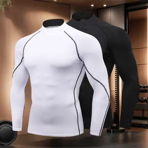 2 Pack Men's compression shirts thermal long sleeve Undershirt Turtleneck Gym workout tops for Men Running Basketball Athletic Base Layer gym shirts