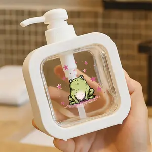Cute Cartoon Green Frog with Light Green Belly Pump Dispenser - Handy for Bathroom & Kitchen, Plastic Reusable Hand Sanitizer/Cleaner Dispenser, Refillable Pump Bottle, Home Decorative Accessory for Cat Lovers