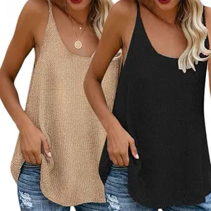 Seya 2026 Spring Summer Essential Minimalist Knit Cami Top - Stretchy, Comfortable, Basic Spaghetti Strap Sleeveless Sexy Club Party Shirt y2k