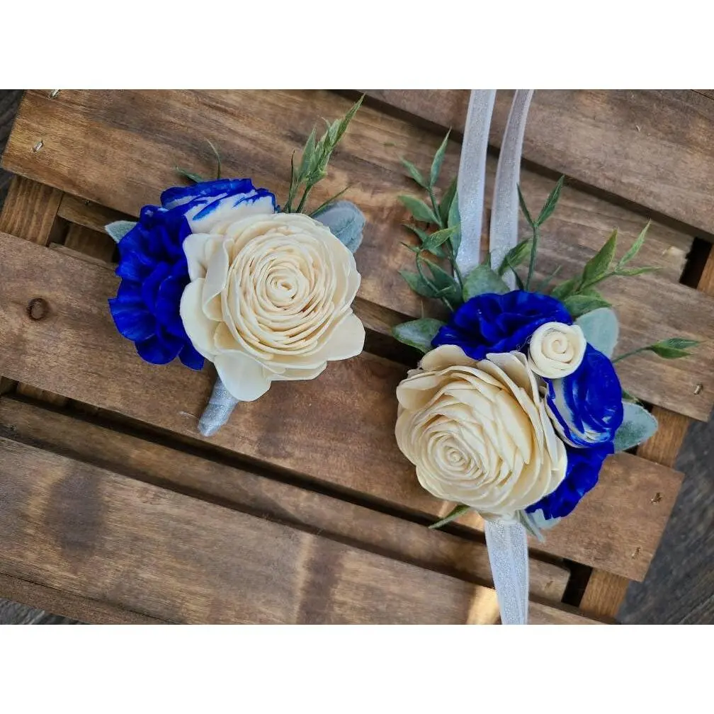 Custom Rose Boutonniere and Corsage Set - Decorative Floral Arrangement with Plants for Home Decor