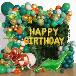 165Pcs Dinosaur Balloons Arch Garland Kit, Sage Green Orange 6Pcs Dino Foil Balloons Happy Birthday Balloon for Jungle Safari Dinosaur Themed Party Baby Shower Decorations Supplies Kids Boys Jurassic Print Tool Tool