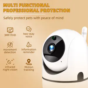 2k 3mp Pet Camera with 360° View, WiFi APP Support, Indoor Use for Dogs Cats Puppies, Two-Way Audio, Night Vision, Free Cloud Storage Trial