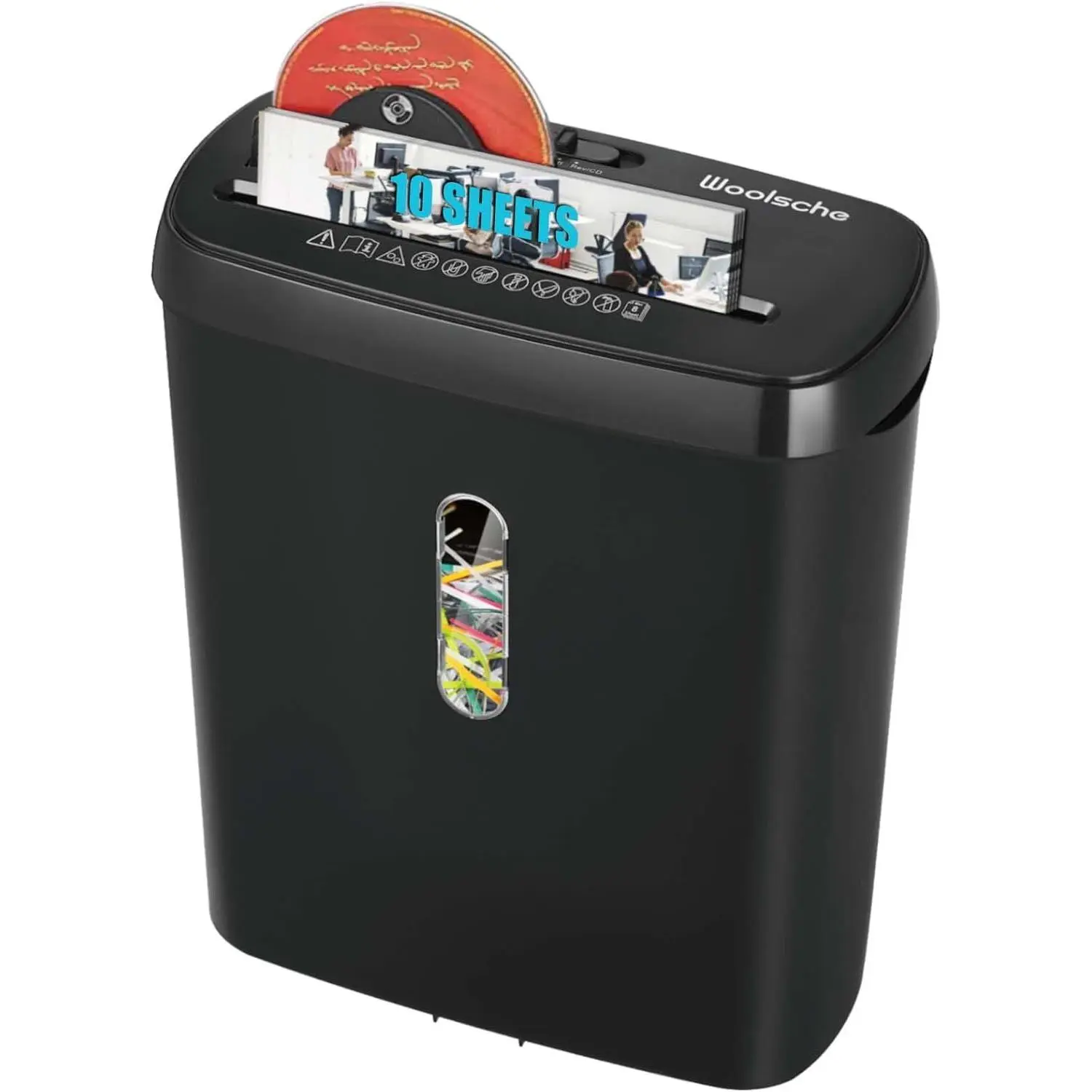 Woolsche Home Office Paper Shredder-10-Sheet Strip Cut with 3.17-Gallon Basket - P-2 Security Level - CD & Credit Card Shredder - Durable & Fast - Jam Proof System - ETL Certified