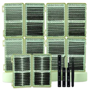 Individual False Eyelashes Kit, Eyelash Extension, 1 Set Mixed Length & Styles Lash Clusters with Lash Glue & Tweezers, Eye Makeup Enhancement Tool for Women, Cosmetic