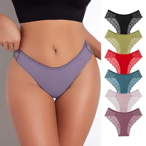 Women’s low-rise cutout bikini panties, available in 12-pack or 6-pack; breathable and soft. Suitable for white-collar commuting, sports, dates, casual vacations, bridal wear, and everyday wear. Womenswear Minimalist Seamless Undergarment thong panties