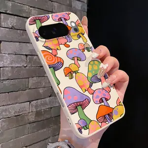 Rounded Edge Phone Case for Google Pixel 10 9 XL 8 7 Pro A Whimsical Mushroom Fantasy Pattern Anti-Scratch Shockproof Soft Liquid Silicone Protective Cover Smartphone Casing
