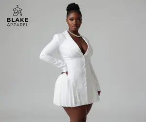 Women's Polyester Long-Sleeve V-Neck Button-Front Pleated Medium-Length Classy Casual Dress - Stretchy Soft Breathable Fabric, Minimalist Basic Chic Solid-Color, Button-Up Skirt Alternative with Accessories, Classy Casual Dresses
