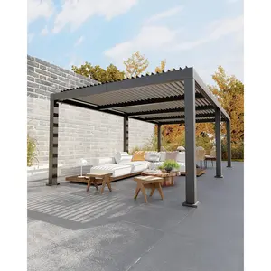 12' x 16' All-Aluminum Louvered Pergola, Hardtop Outdoor Gazebo with Adjustable Louver Roof, Rustproof Reinforced Aluminum Frame, Integrated Drainage System, Perfect for Patio, Deck & Backyard