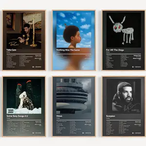 3-Piece Canvas Drake Album Cover Posters, Contemporary Music Wall Art for Living Room, Bedroom, Home Office