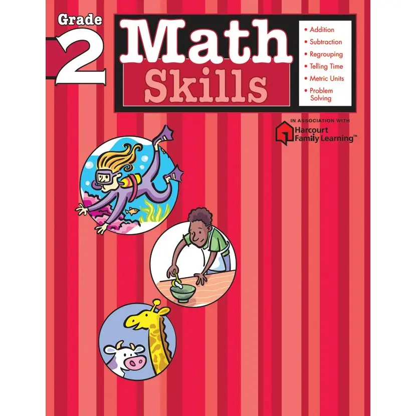 Math Skills: Grade 2 (Flash Kids Harcourt Family Learning)