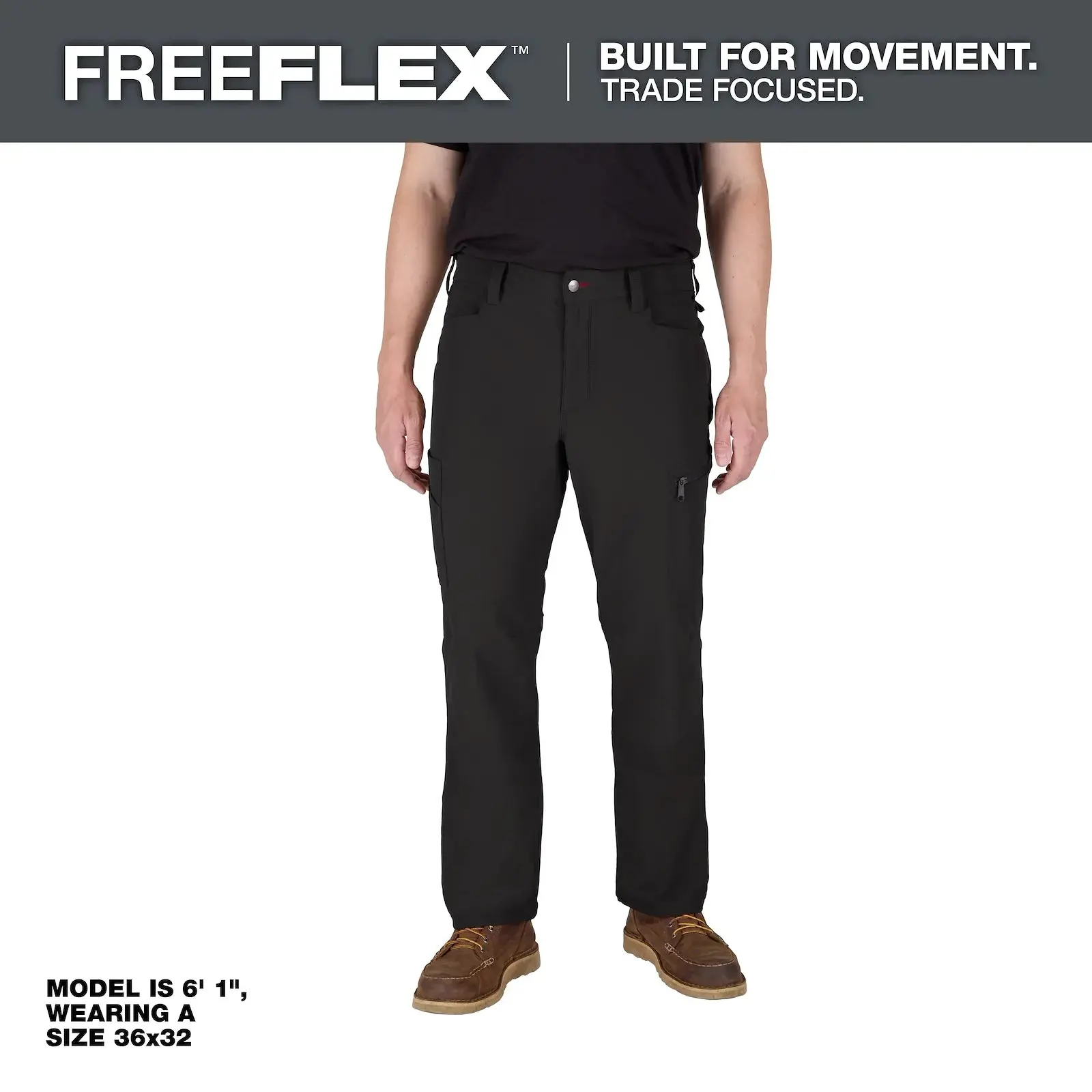 Milwaukee M651 FREEFLEX™ Men's Tech Pants, Water-Resistant Stretch Nylon Workwear with Secure Zipper Pockets, Menswear