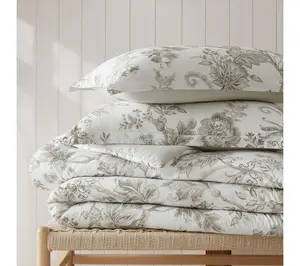 Martha Stewart Avery Floral Grey Cotton Queen Comforter Set