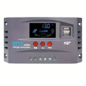 A solar controller MPPT, gray MPPT100A 60A 30A dual USB LCD display 12V 24V solar panel charger regulator (with load) RV camping