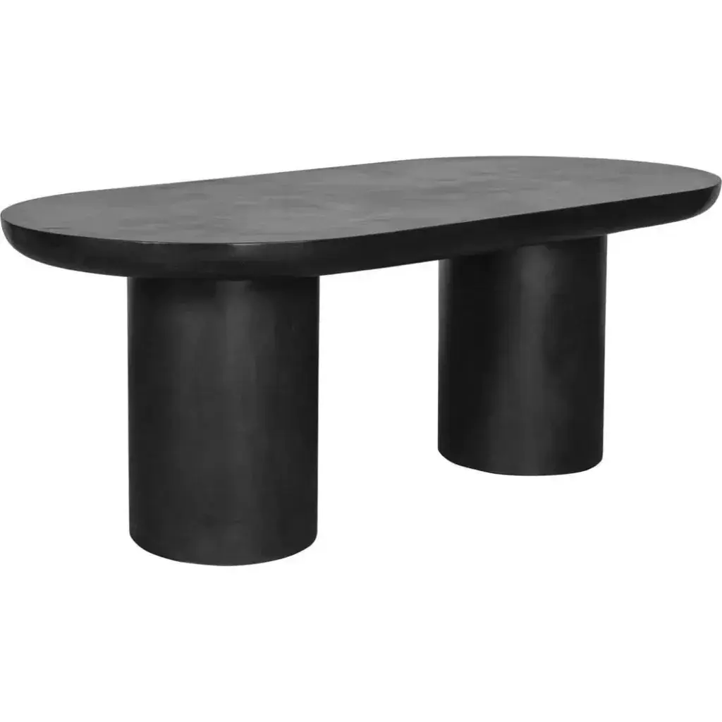 83" in Black Concrete Outdoor Dining Table