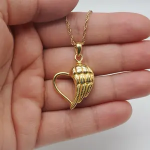 Angel Wing Heart Memorial Cremation Heart Cremation  Necklace With Mini Urn  For Ashes Of Loved Ones Keepsale Pendant