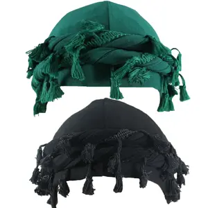 1/2 Packs Premium Adjustable Satin Lined Halo Turban - Stylish Twisted Tassel Head Wraps for Men and Women Versatile Turban Durag for All Hair Types