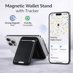MagSafe Wallet with Apple Find My Ultra-Strong Magnetic Hold Slim Leather Card Holder Adjustable Phone Stand Quick Access Slots for iPhone 12 13 14 15 16