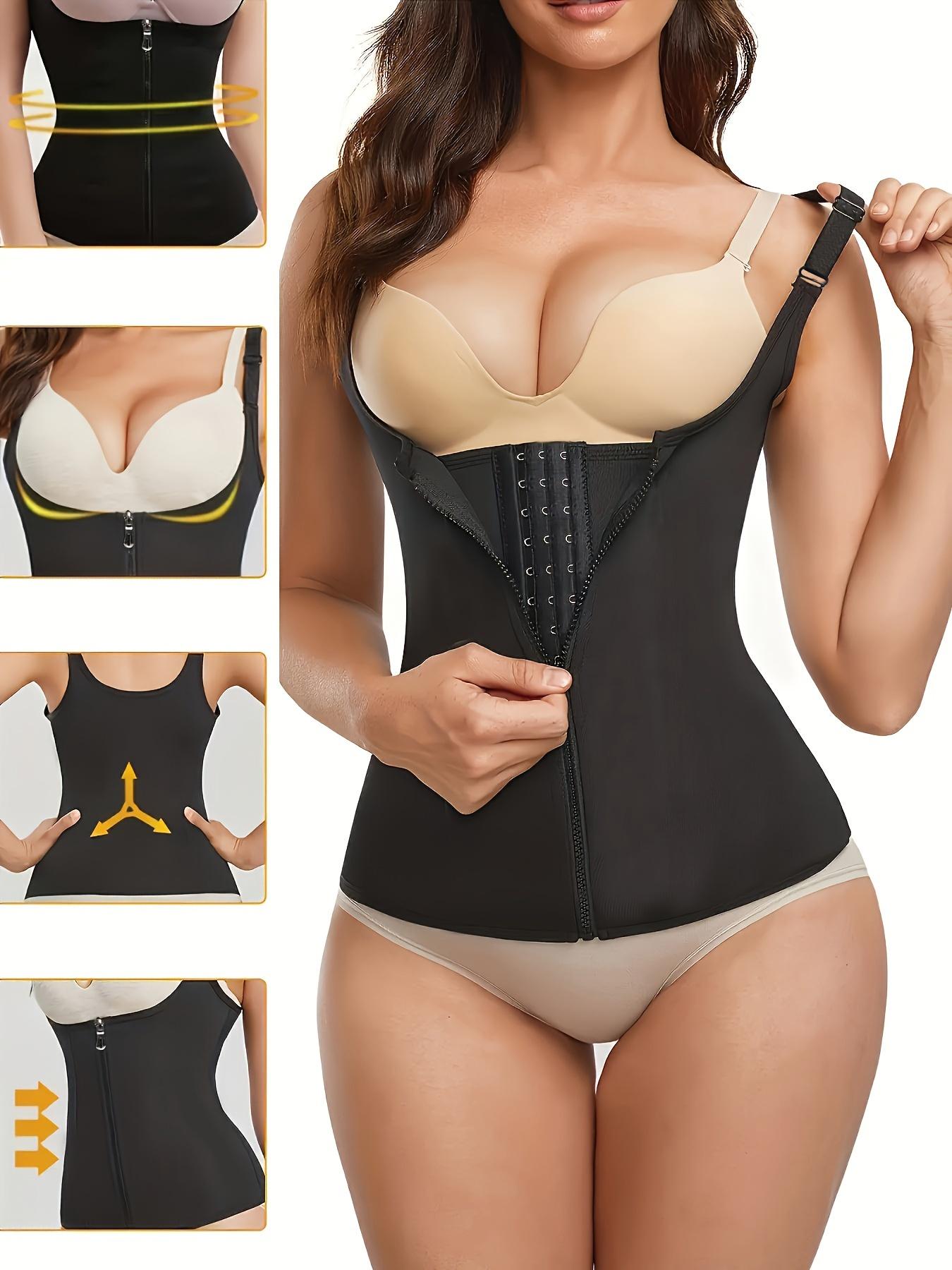Zippered Bodysuit, Shaping Top, Tummy Control Corset, Sleeveless Top, Women's Sports Tummy Control Vest, 1pc