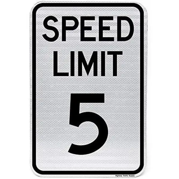 Highway Traffic Supply 5 MPH Speed Limit Sign, 8"x12" Aluminium Signage, 3M Engineer Reflective (Home Supplies Decor Plaque)
