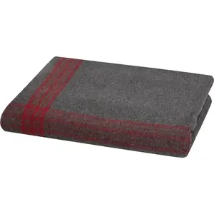 Grey/Red Military Wool Blanket 62" x 80" with Stripes For Camping Survival Emergency