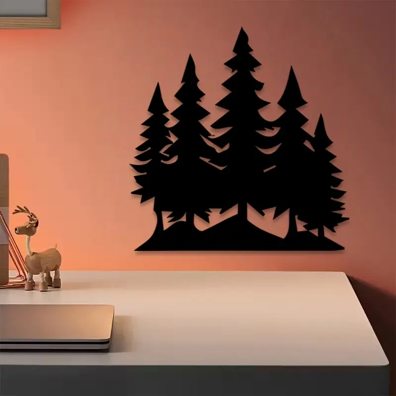 1pc Cedar Metal Wall Art, Cedar Statue Mural, Perfect for Living Room, Office, Patio Decor, Christmas Decor, Ideal Gift for Nature Lovers