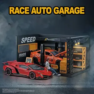 1:24 Scale Car Repair Shop Scene Model, Realistic Alloy Car Models Accessory, Immersive Display & Collection Function, Diecast Collectible