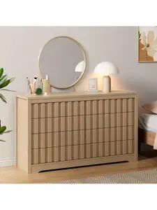 Gaomon "31H" Modern Fluted MDF Wood Sideboard Buffet Cabinet - 8 Pull-Out Drawers, Striped Look, Easy Setup, Solid Wood Accent Storage for Dining Room, Living Room