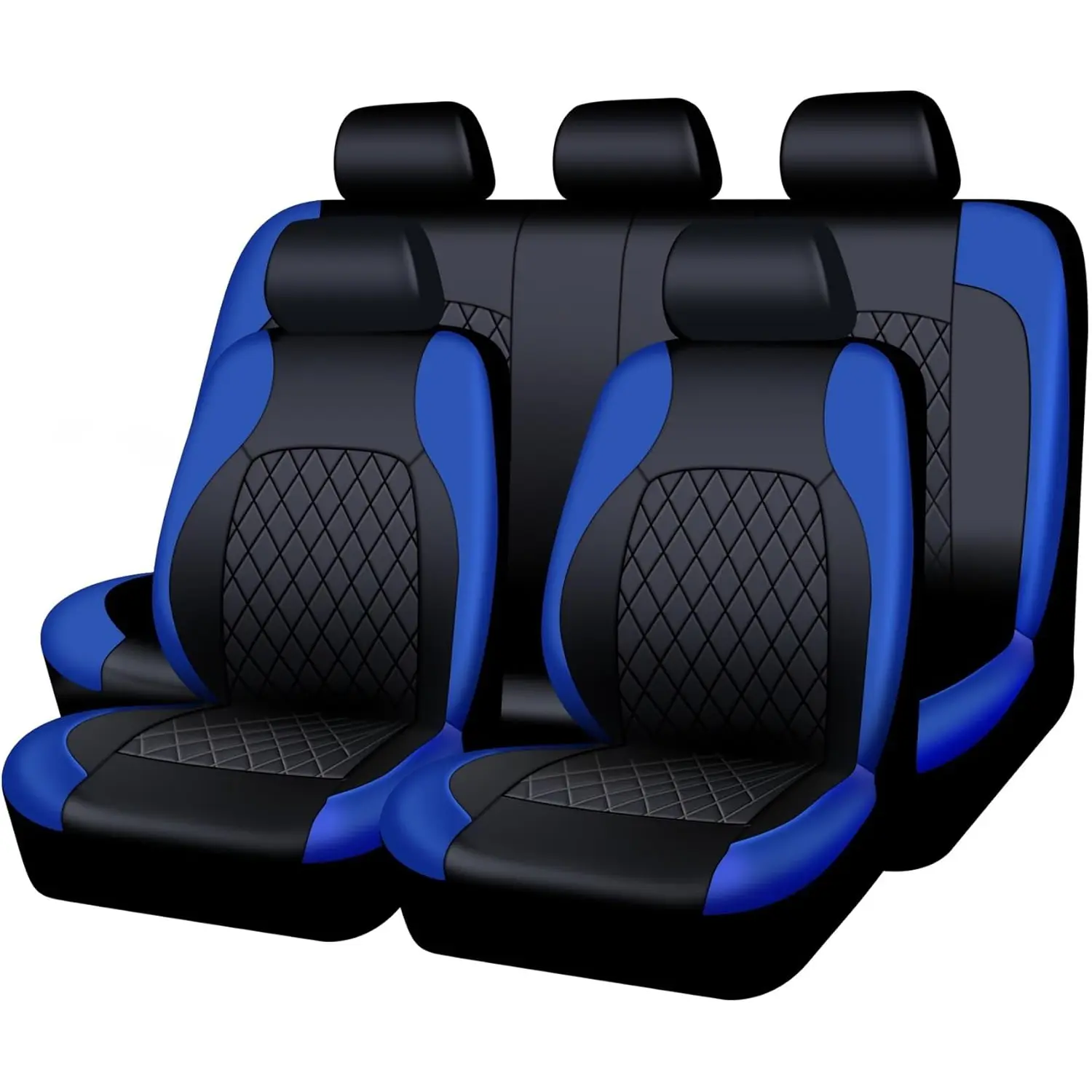 Universal Fit For Nissan Sentra, Altima,For Honda Civic,Accord and Most 4 Door 2 Row 5 Seats Car Seat Covers Front Rear Full Set Protectors,Leather Seat Covers Car Seat Cushion Protector Interior Decoration