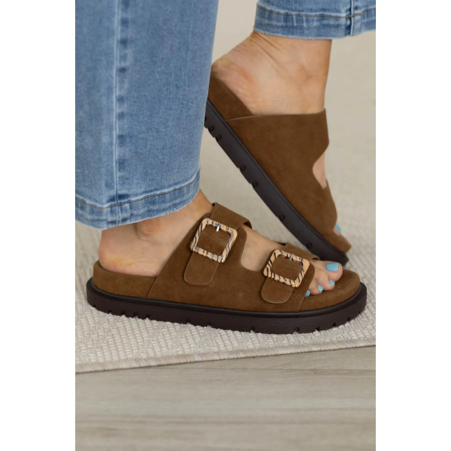 MIA Double Buckle Footbed Sandals