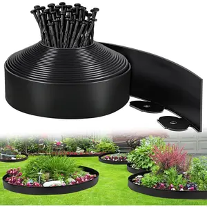 33 Ft Landscape Edging Border with 40 Spikes, No-Dig Plastic Garden Lawn Edging for Landscaping, Flower Gardens, Lawn