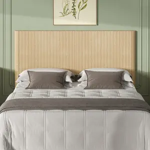 Modern Wooden Headboard with Arched Corrugated,Fits Queen Size Beds,  Vertical Grain Design, Farmhouse & Vintage Style, Easy Assembly, Oak.