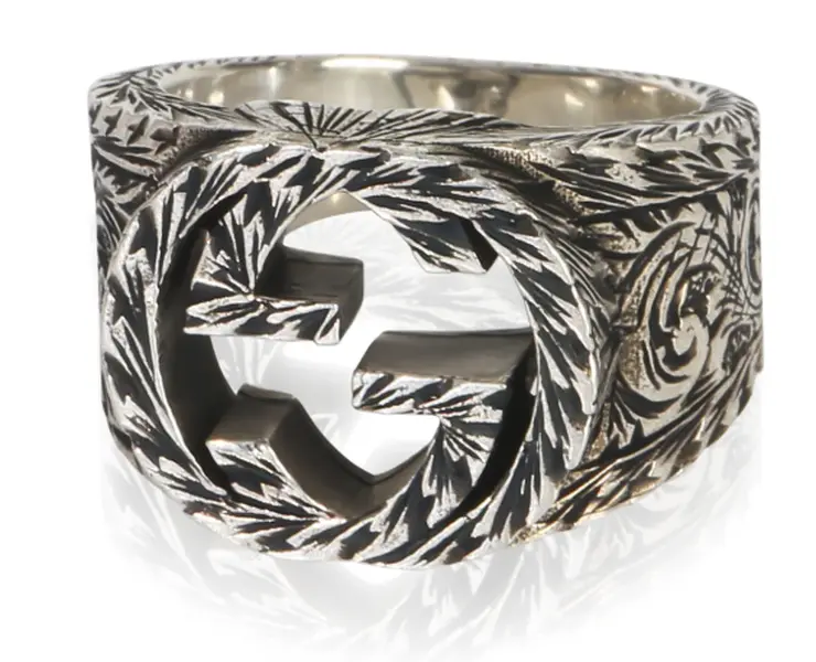 Pre-owned Gucci Sterling Silver Interlocking G Paisley Ring