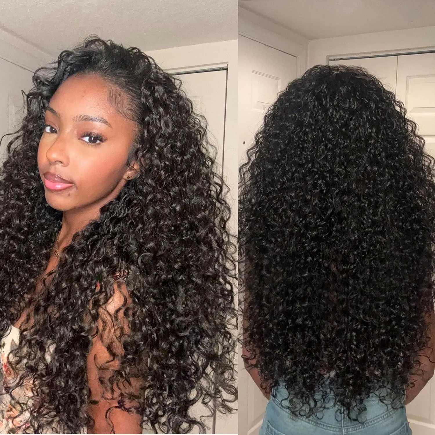 Burmese Curly Half Wig Human Hair 10-24 Inch 210% Density Half Wig Curly Hair,Wear And Go Glueless Wig With Drawstring Spiral Curly Ends 3 In 1 Flip Over Half Up Half Down Wig, Deep Wave Half Wigs For Black Women