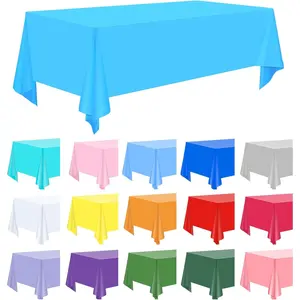 16 Pack Plastic Tablecloths Bulk, 54 x 108 Inch Table Cloths, Assorted Color Disposable Tablecloth, Waterproof Neon Table Covers for Graduation Birthday Ch