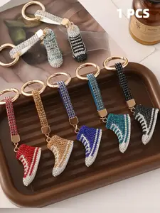 School Season Casual Rhinestone Sneaker Keychain, Unisex Car Interior Hanging Ornament, Detachable Creative Fashion Auto Accessory Gift