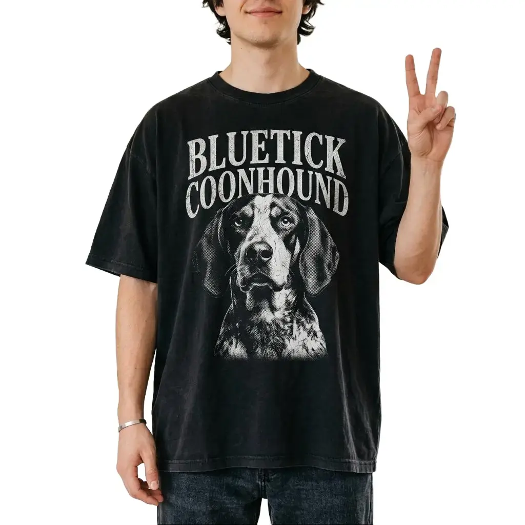 Bluetick Coonhound Graphic T-Shirt for Men Women, Funny Vintage Animal Tee, Cute Wildlife Shirt, Casual Unisex Cotton T-Shirt, Nature Lover Gift, Gildan 5000 Heavy Cotton Tee