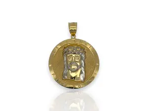Jesus Medallion Pendant - 10k Yellow Gold