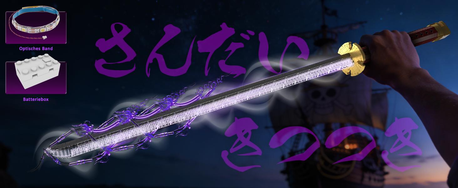 Mould King 10259 Zoro Sword Building Toy, Anime Cosplay Swords with Scabbard and Stand, Buildable Set for Adults/Collection Enthusiasts (1832 Pieces)