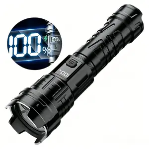 Rechargeable Zoom Ultra Bright Flashlight,Outdoor Camping & Hurricane Ready, Battery-Powered LED Torch with 3 Lighting Modes,Portable Zoom Flashlight