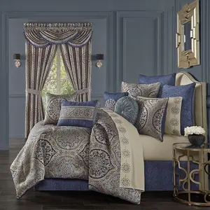 Botticelli Navy 4-Piece Comforter Set By J Queen