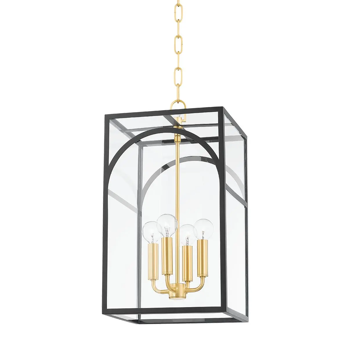 Addison Small Lantern in Aged Brass with Cream or Black Textured Finish, Architectural Design