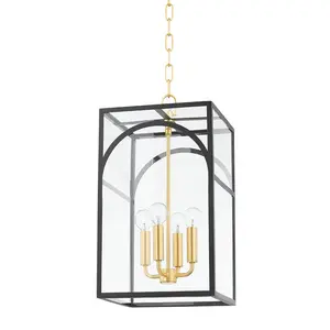 Addison Small Lantern in Aged Brass with Cream or Black Textured Finish, Architectural Design