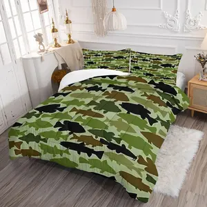 Camouflage Outdoor Theme Bedding Set, Bedroom Quilt and Pillowcase Combo, All-Season Use, Includes 1 Quilt and 1/2 Coreless Pillowcases, Soft Bedding Sets