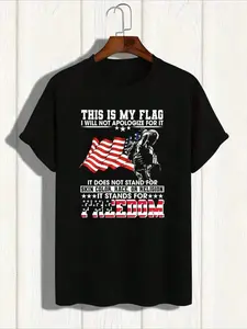 USA Flag Freedom Statement T-Shirt | "I Will Not Apologize" Patriotic Graphic Tee | Viral TikTok American Pride Top for Veterans, Patriots | Perfect for 4th of July, Military Support, Casual Streetwear & Outdoor Activities