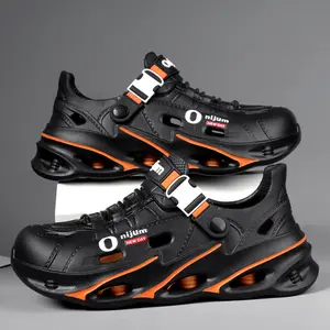 Men's Chunky Breathable Platform Clog Sneakers - Techwear Slip-On Footwear with Adjustable Strap, Summer EVA Water Walking Shoes