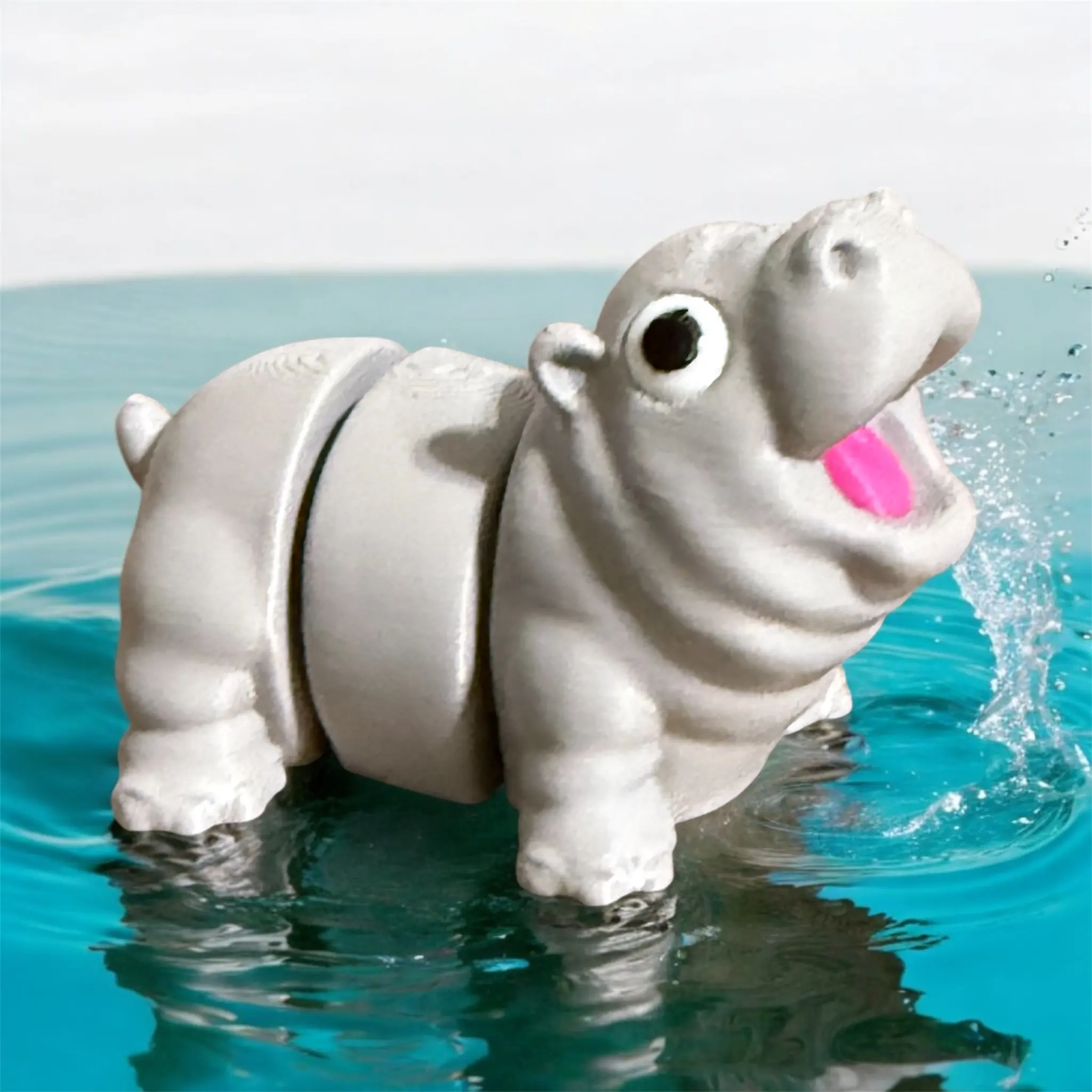 Toddys Toys Baby Moo Deng Hippo Flexi Fidget Toy 3D Printed Ornament USA Made Tactile Stimulation Focus Improvement Stocking Stuffer for Kids Ages 3+, Unisex
