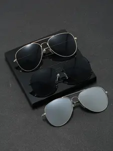 Men's Vintage Metal Aviator Glasses, Trendy Casual Glasses for Everyday Use, Fashion Accessories for Outdoor Activities