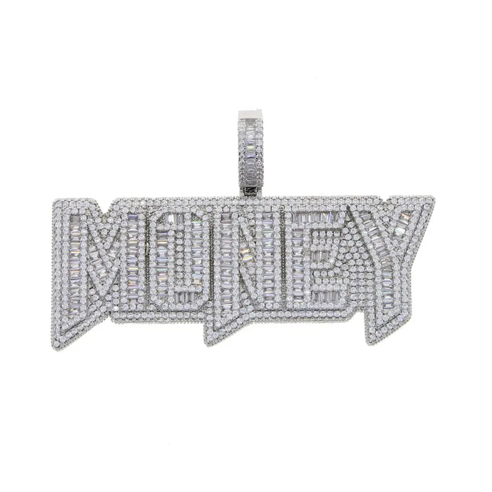 Alphabet Detail Cubic Zirconia Iced Pendant - Exquisite Trendy Hip Hop Artificial Gemstone Jewelry, Cool Guys' Instagram-Popular Accessory (US-Europe Viral), Alphabet Detail Pendant, Exquisite Trendy Pendant