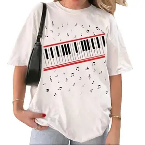 Classic Pop Music T-Shirt – Piano & Music Notes Graphic, Unisex Tee